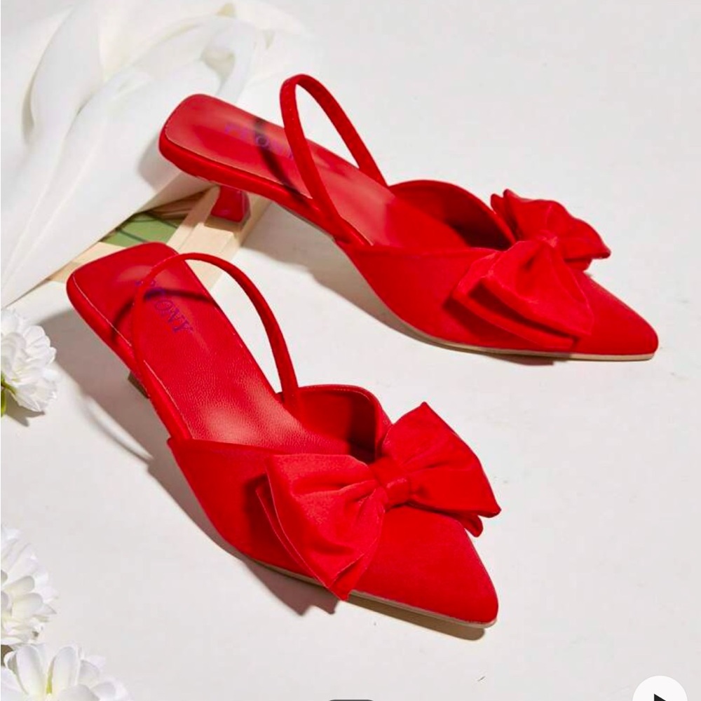 SHEIN Red Bow Heels
